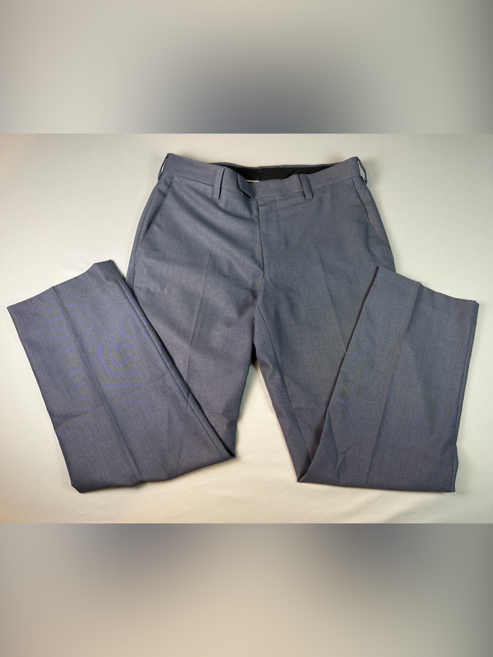 Louis Raphael Men's Slate Gray Navy Flat-Front Dress Pants 32x30